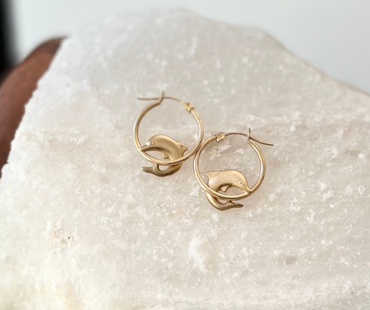 1.1g 10K Gold Dolphin Hoop Earrings